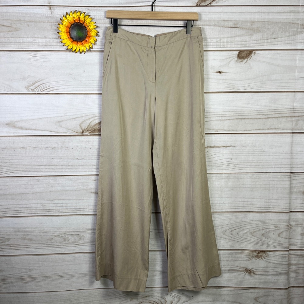 BCBGMAXAZRIA Womens Khaki Tan Tailored Flat Front Trousers Pants Size 6 wide leg